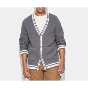 Men's Casual Fit Deep V-Neck Cardigan - Original Use Gray L